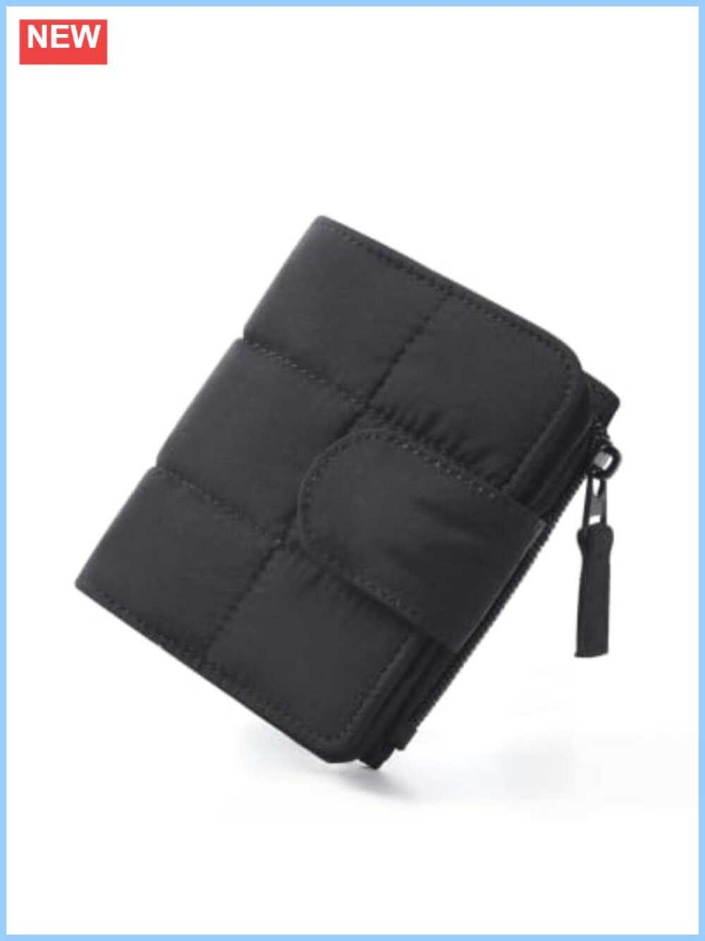 RFID Blocking Puffy Bifold Wallet with 11 Card Slots and Coin Zipper